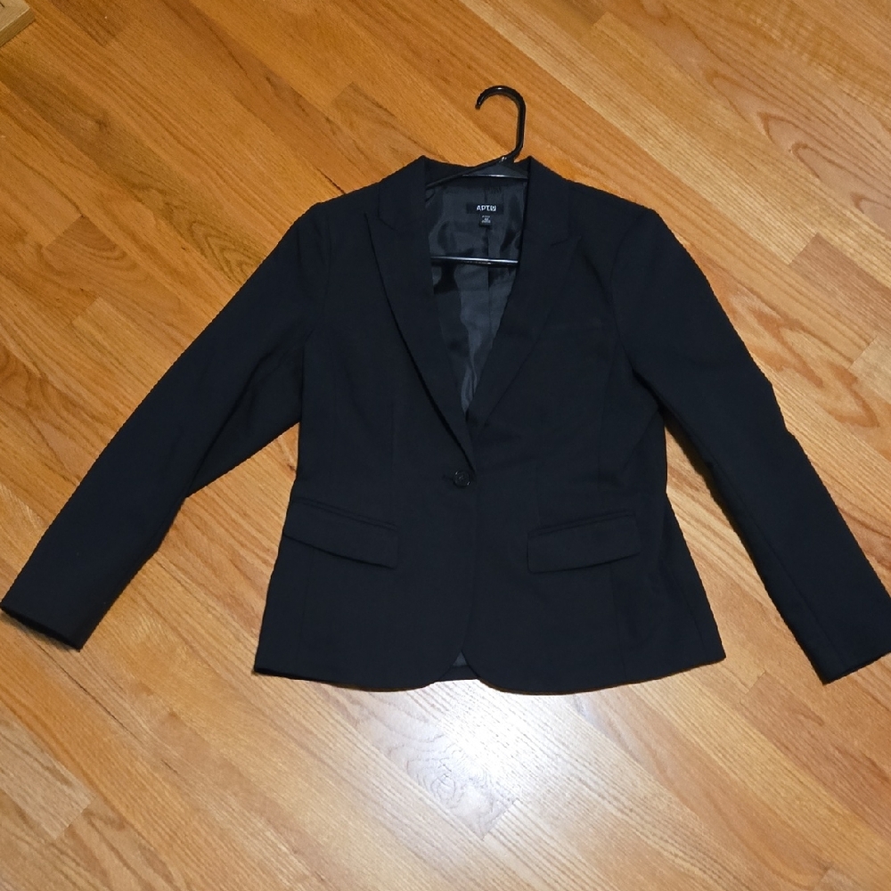 Apt. 9 Black Blazer Classic Notched Lapel Suit Jacket